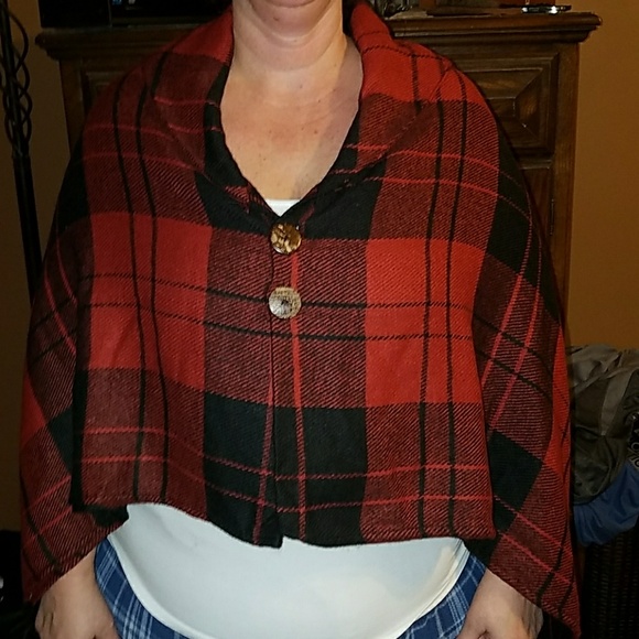 b boutique Jackets & Blazers - Shaw plaid cape